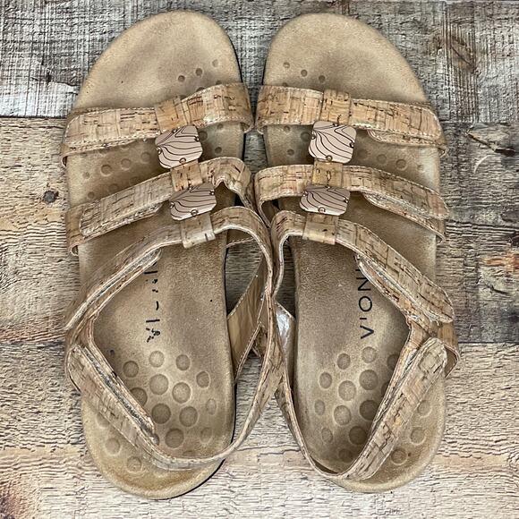 Vionic Amber Adjustable Strap Sandals Gold Cork Size 8 - Picture 10 of 10
